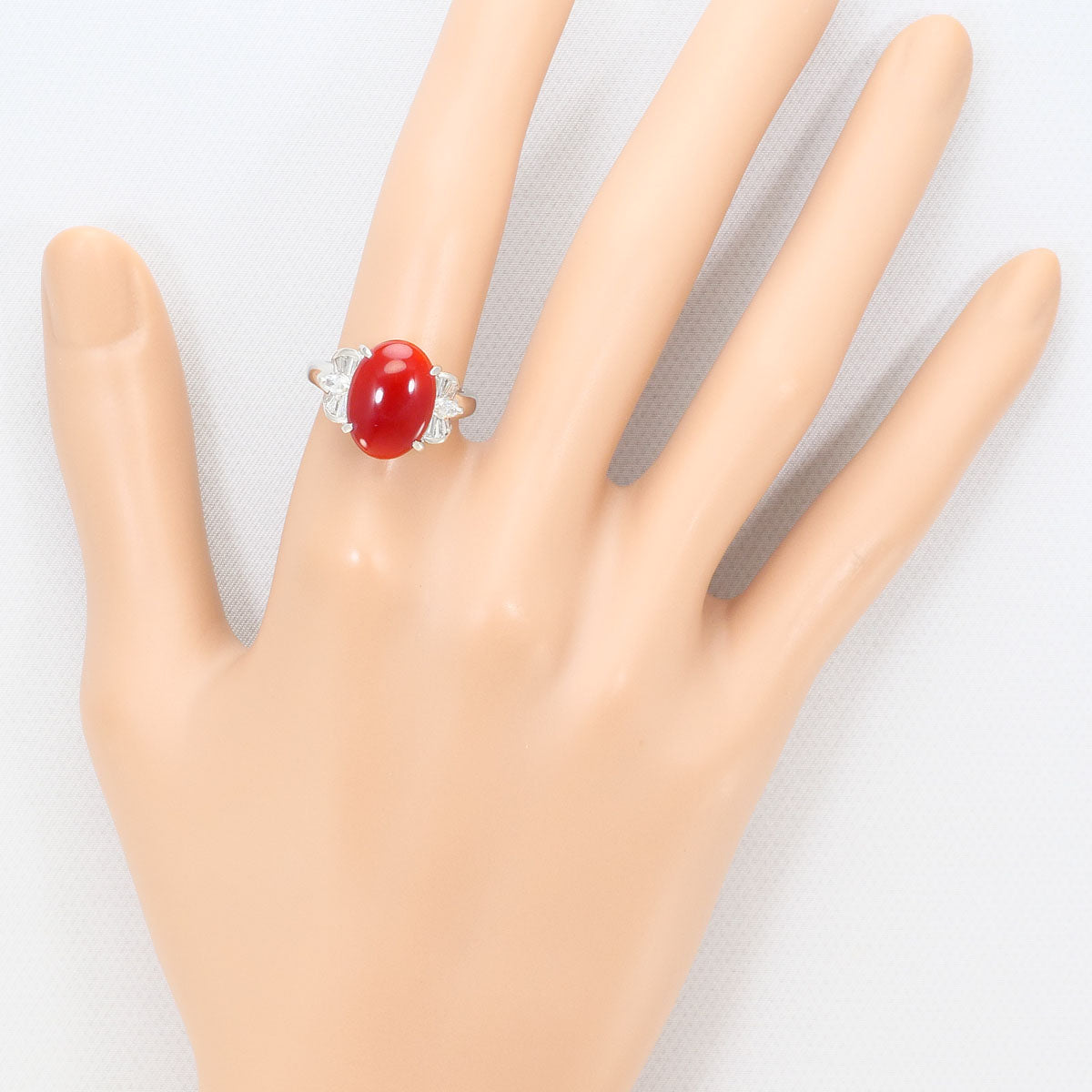プラチナ サンゴ ダイヤモンド リング