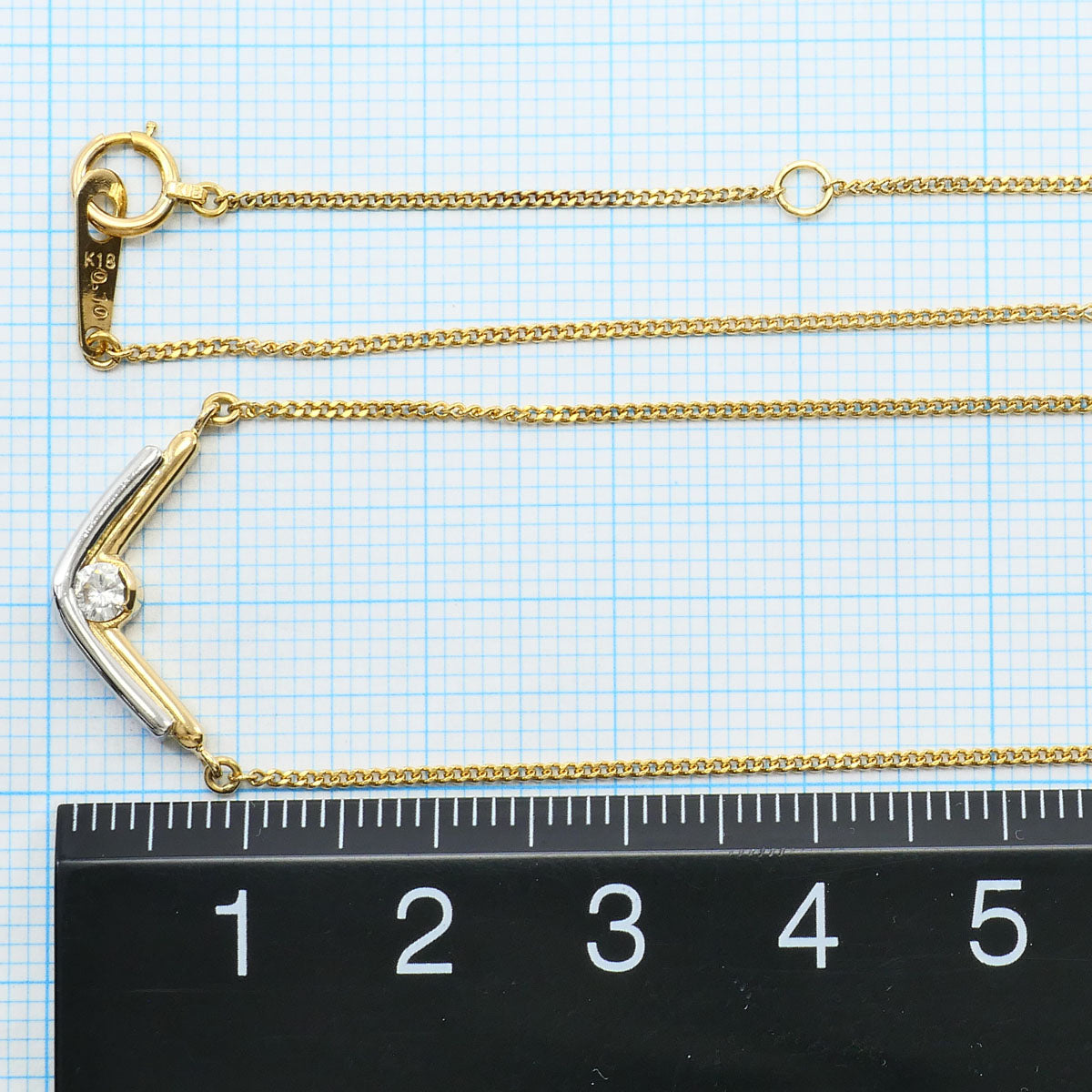 Pt900 K18 ダイヤモンドネックレス
