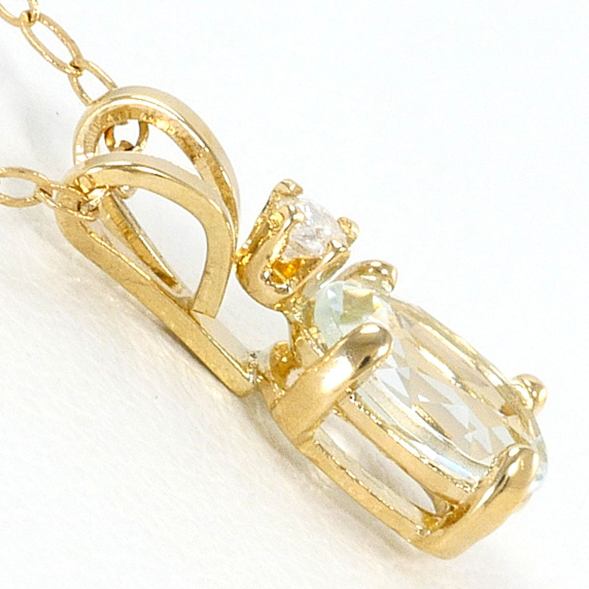 K14イエローゴールド アクアマリン ダイヤモンド ネックレス