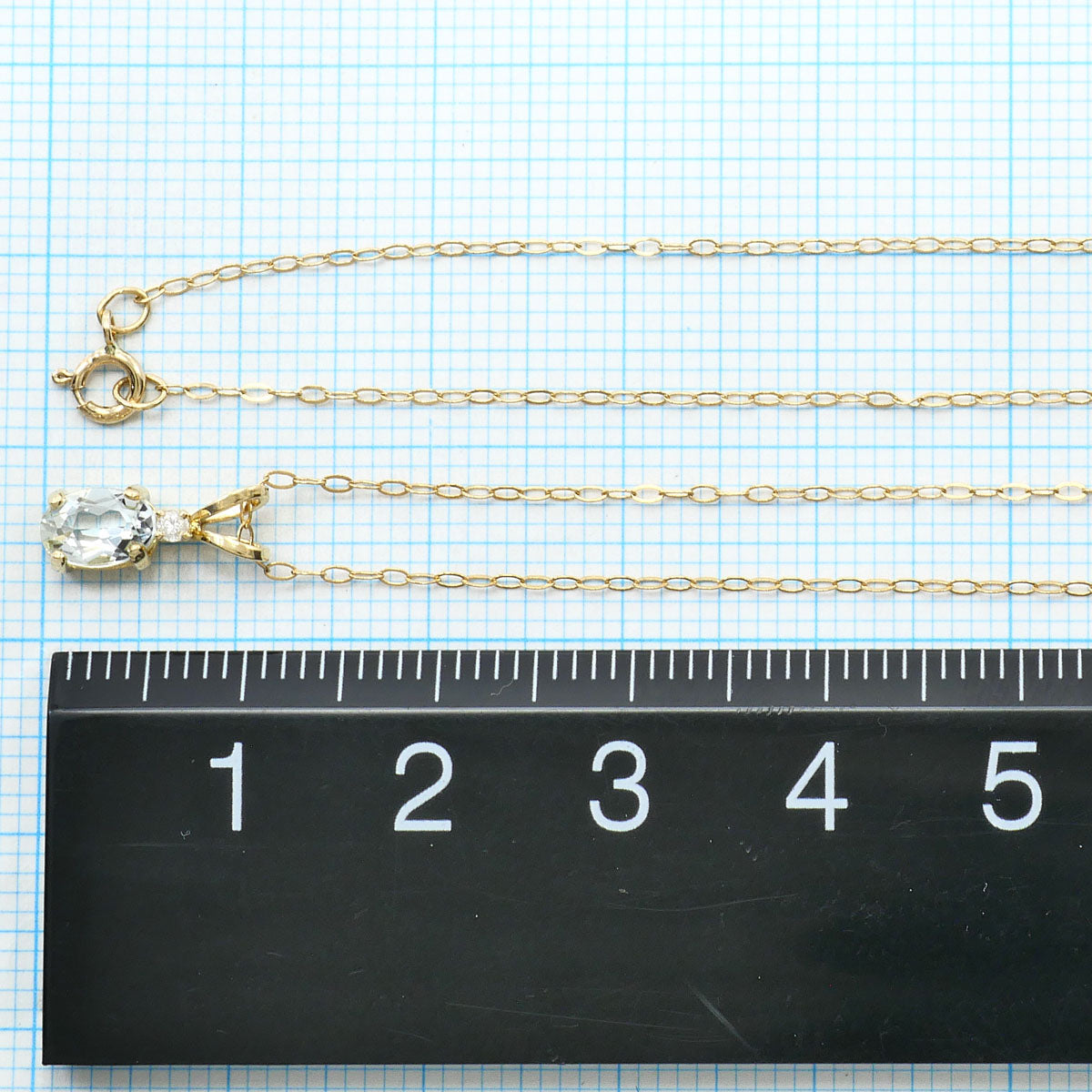 K14イエローゴールド アクアマリン ダイヤモンド ネックレス