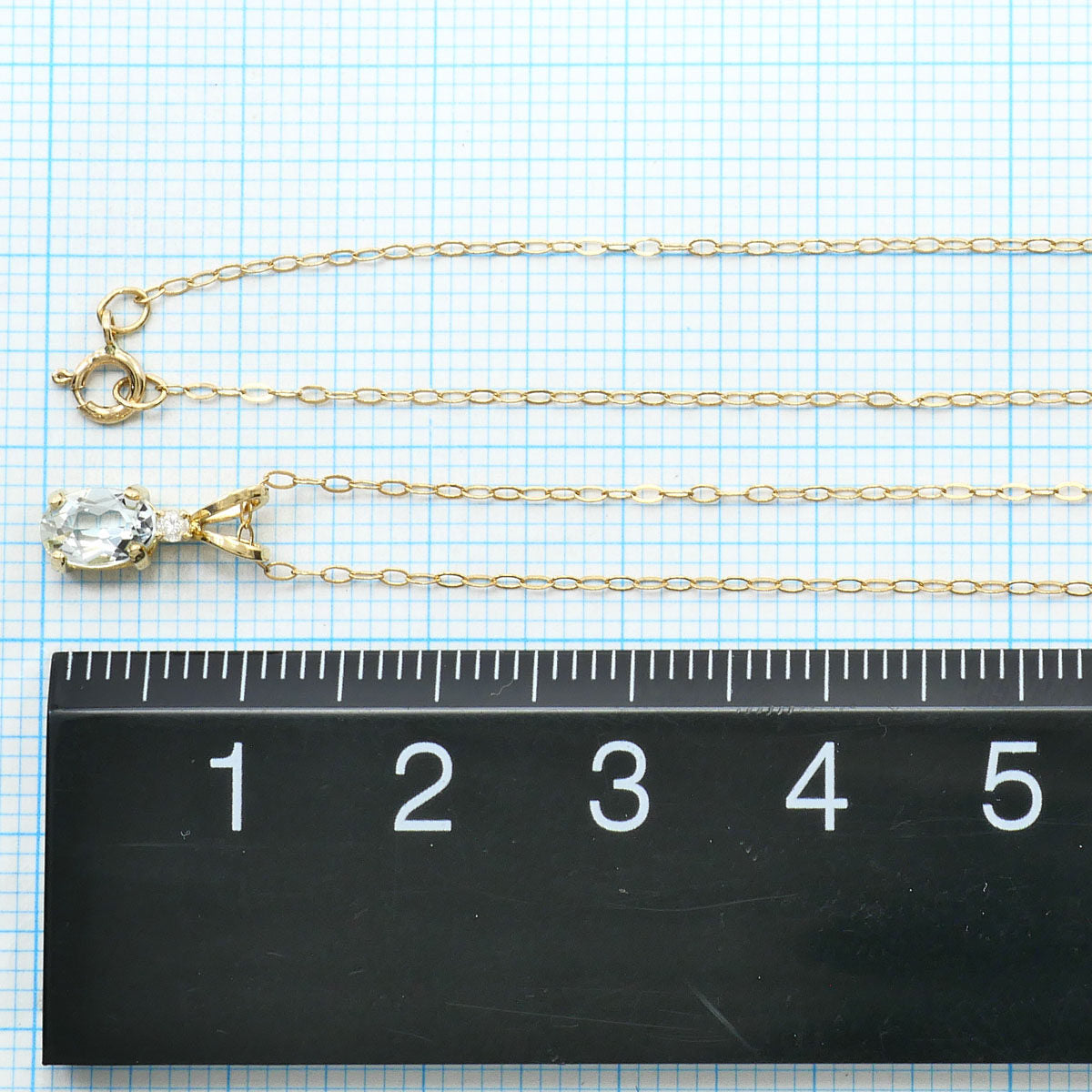 K14イエローゴールド アクアマリン ダイヤモンド ネックレス