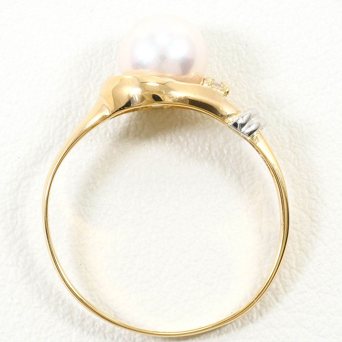 Au750 Platinum Au750 Yellow Gold Pearl Diamond Ring