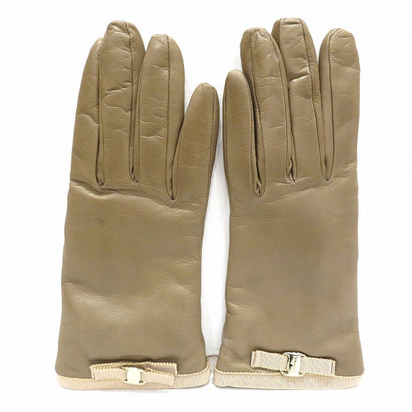 サルヴァトーレ フェラガモ ヴァラ カシミヤ レザー 手袋