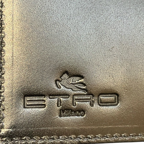 エトロ ペイズリー ナイロンレザー 二つ折り財布