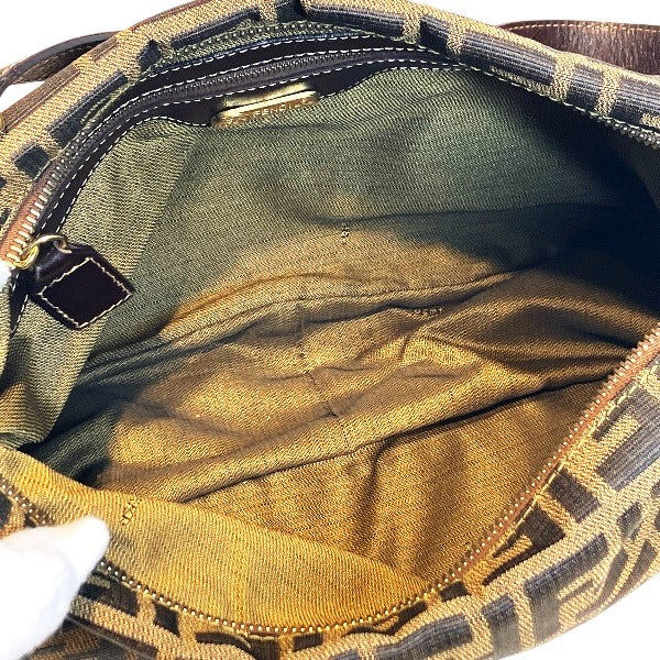 フェンディ ズッカ キャンバス レザー ショルダーバッグ
