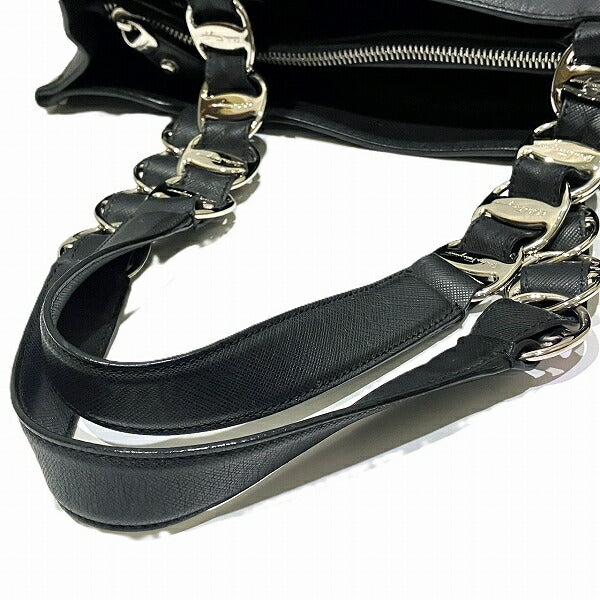 サルヴァトーレ フェラガモ ダブル ガンチーニ レザー トート バッグ