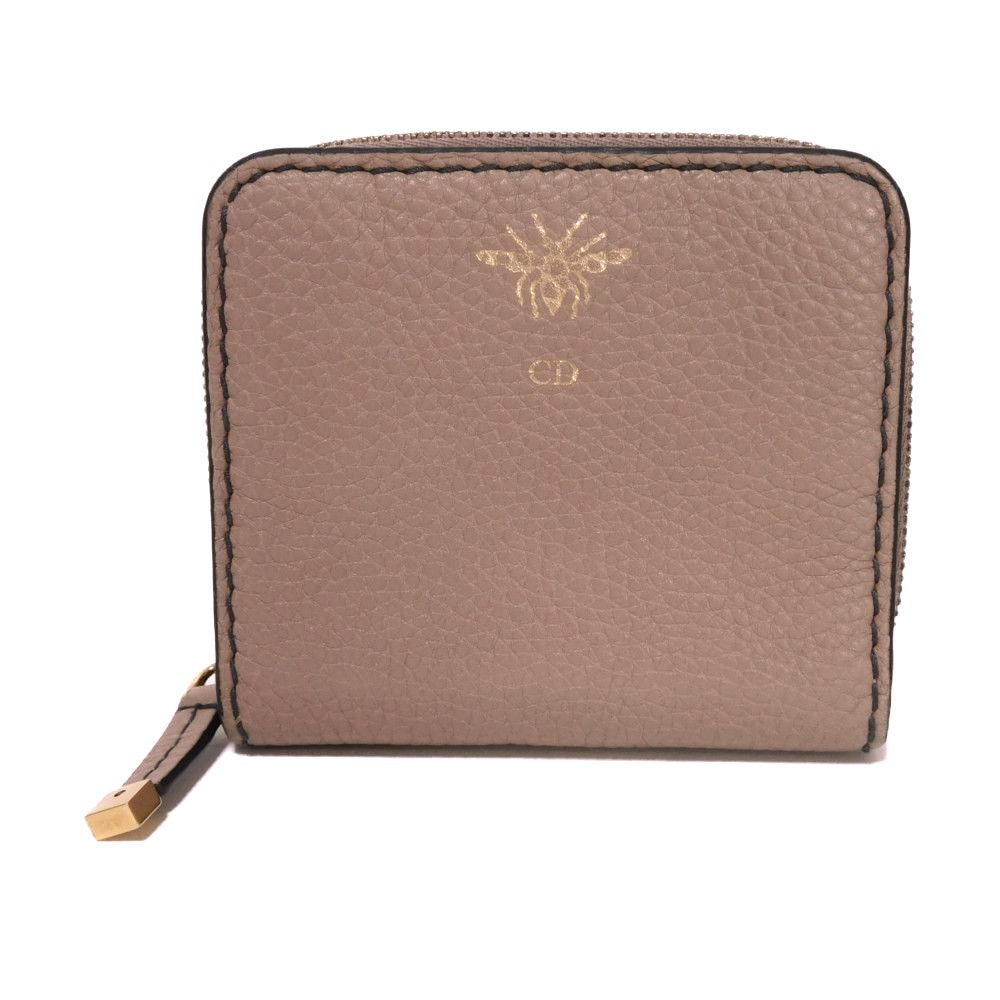 Dior Bee コンパクト ジップ ウォレット グレインド カーフスキン