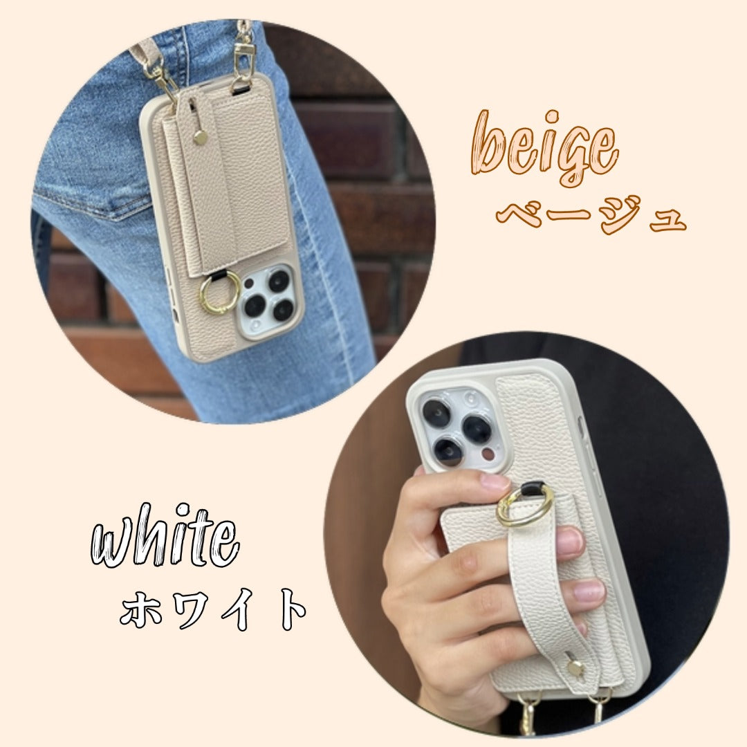 iPhoneレザー調ショルダーカード収納ケース