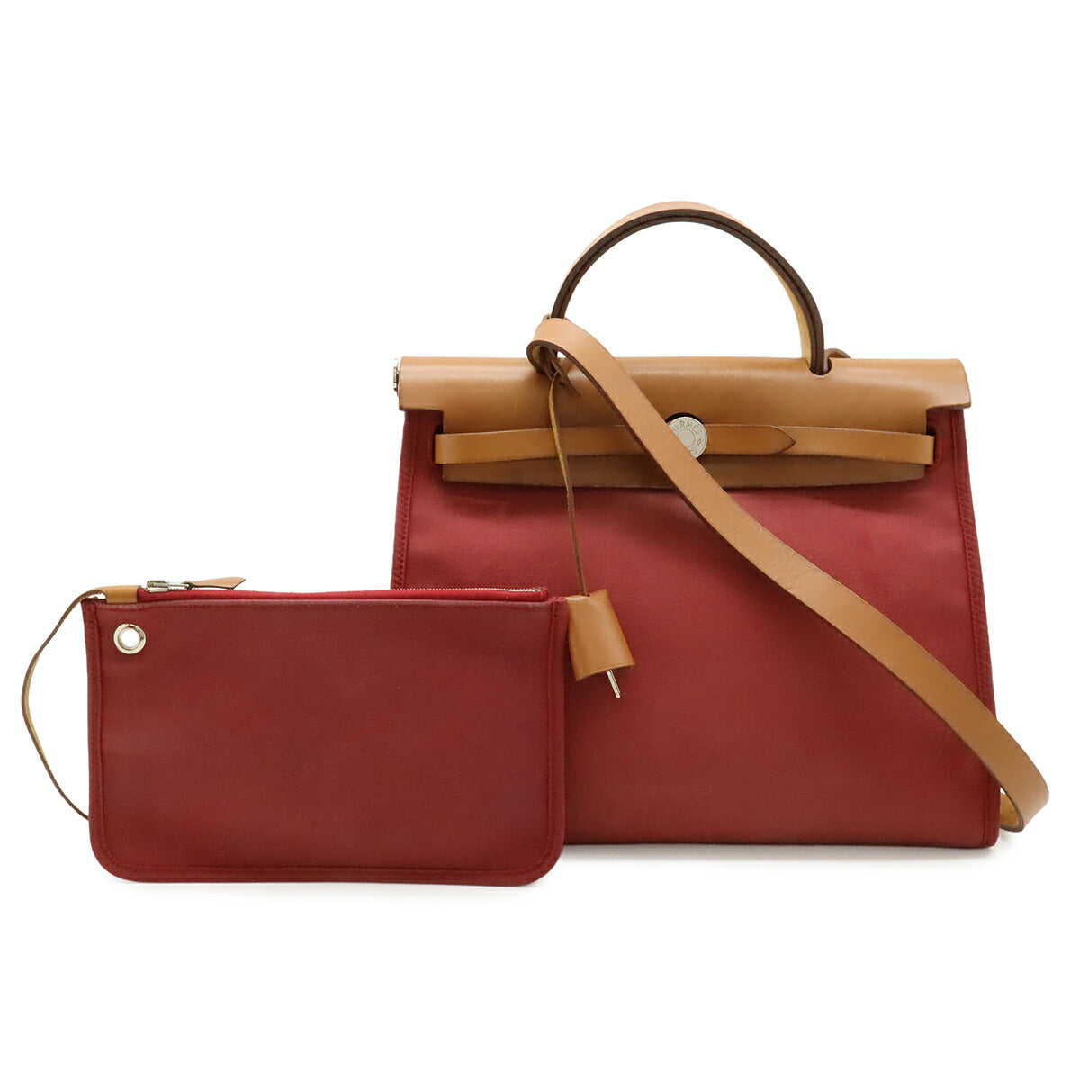 エルメス エールバッグジップPM トワルオフィシエ カーフ ハンドバッグ
