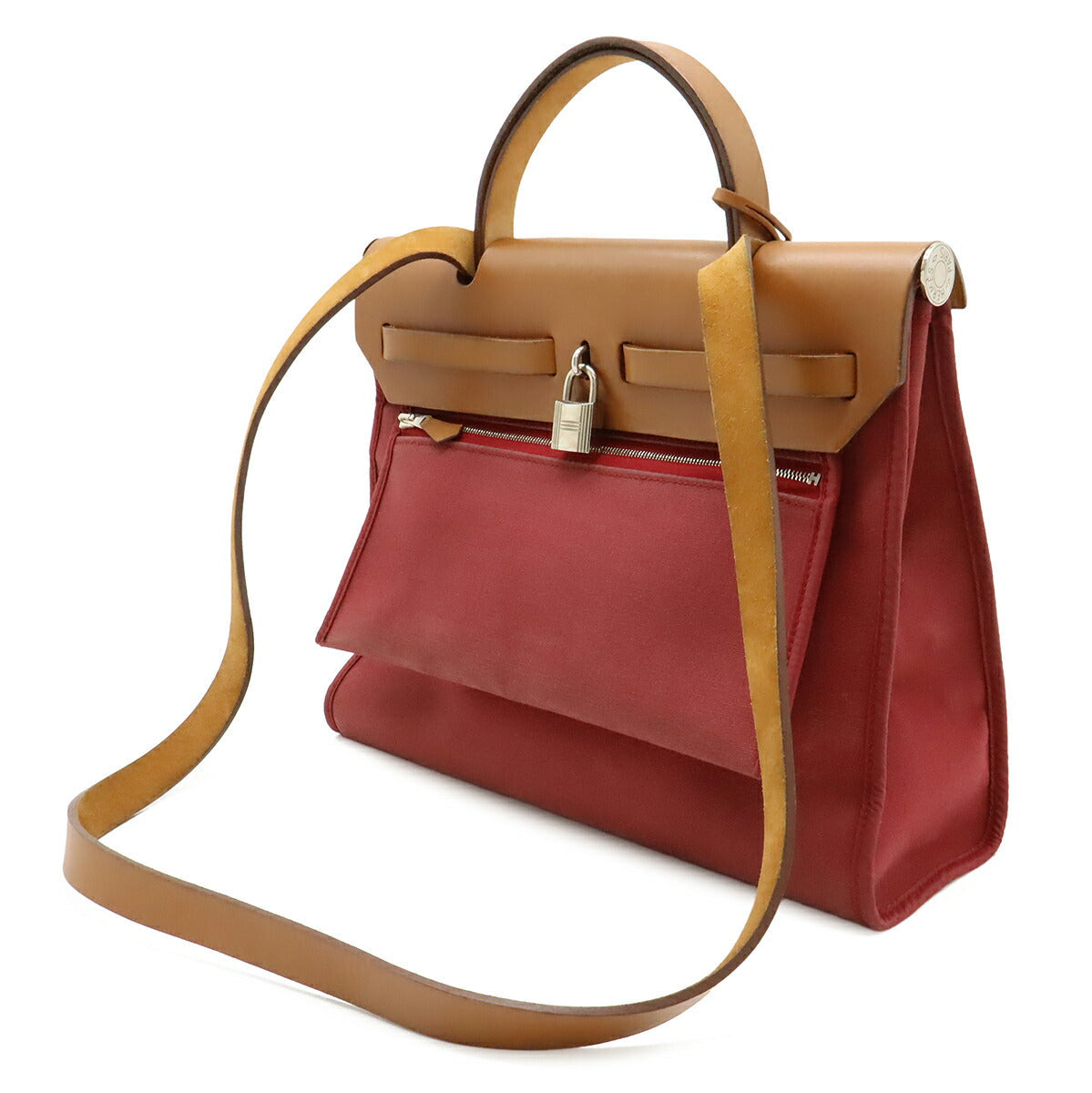 エルメス エールバッグジップPM トワルオフィシエ カーフ ハンドバッグ