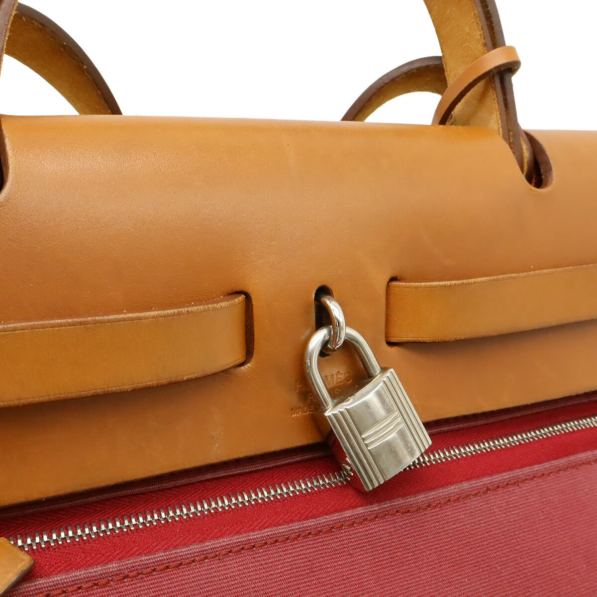 エルメス エールバッグジップPM トワルオフィシエ カーフ ハンドバッグ