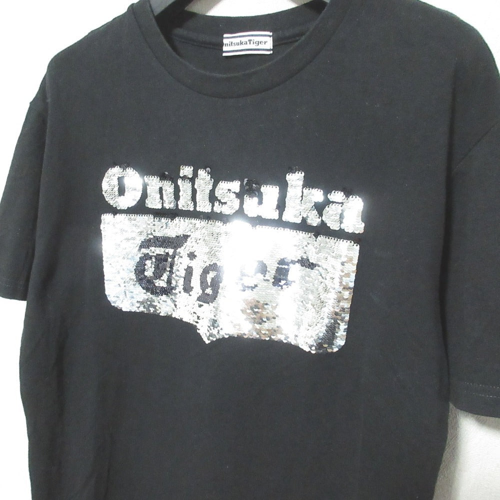 オニツカタイガー スパンコールロゴTシャツ コットン カットソー