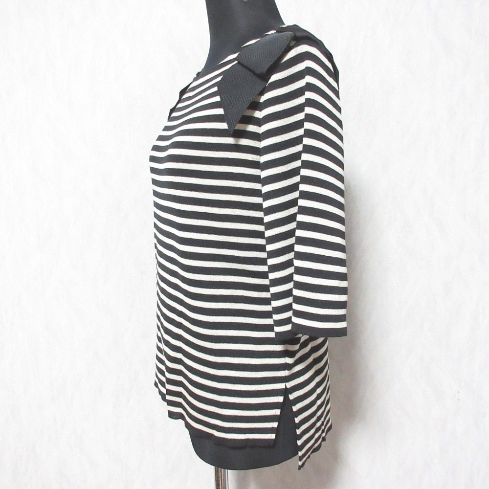 ルネ リボンニットボーダーカットソー