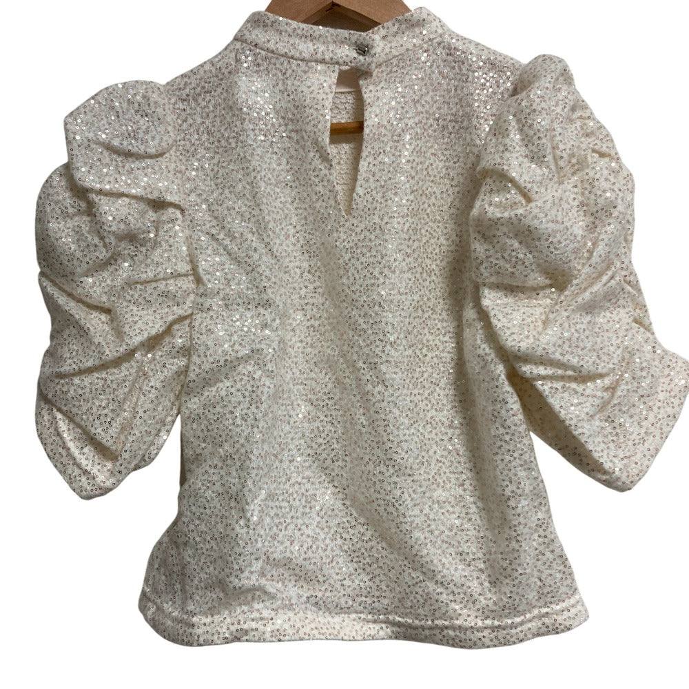 リリーブラウン スパンコールパフスリーブブラウス