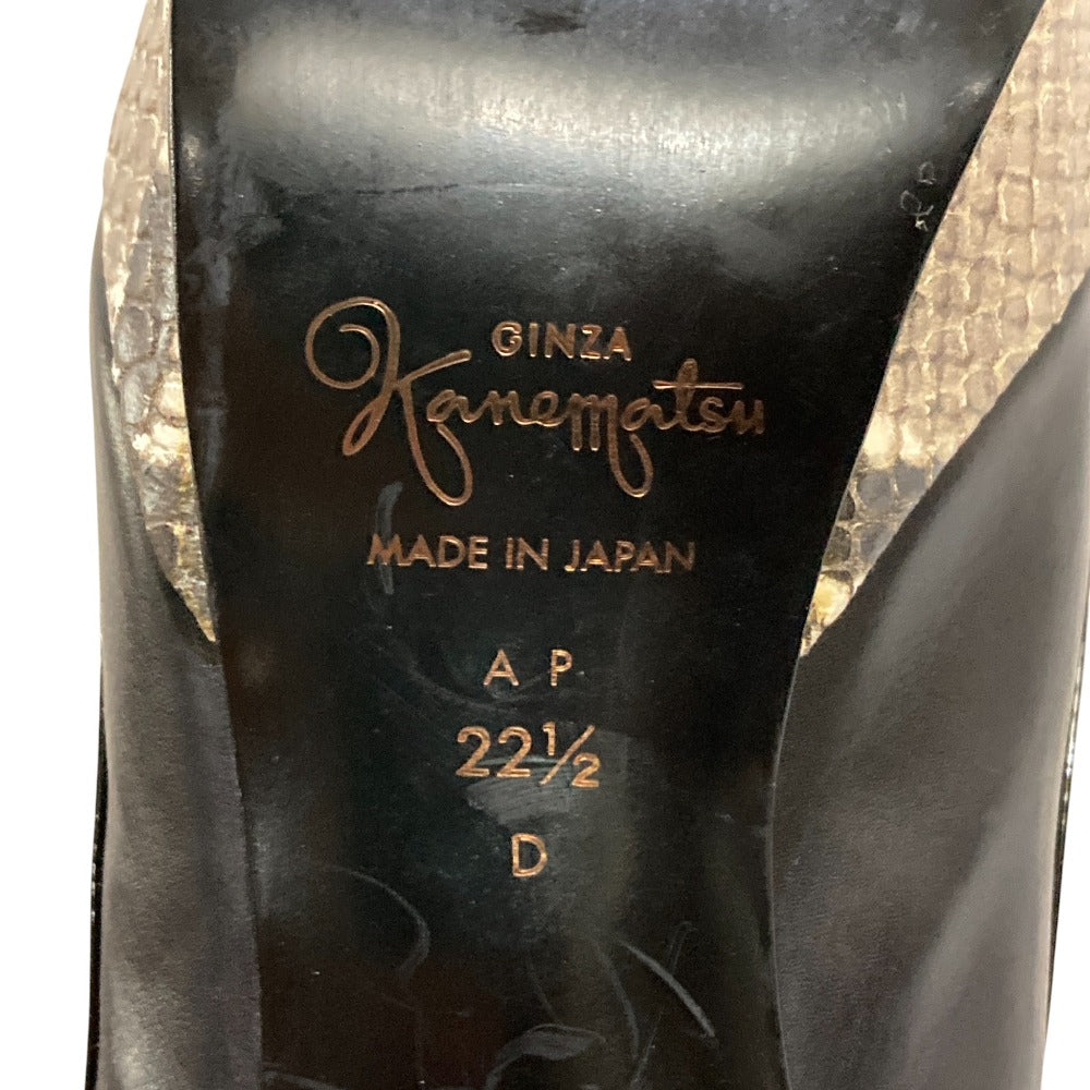 銀座かねまつ パイソン柄ハイヒールサンダル