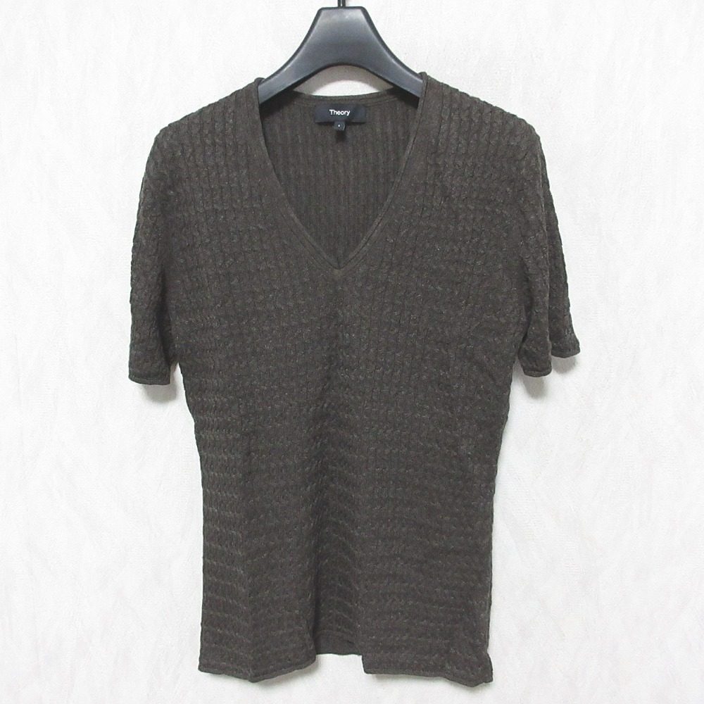 Theory Neo Sag Harbor Cable Vneck PO リネンニット