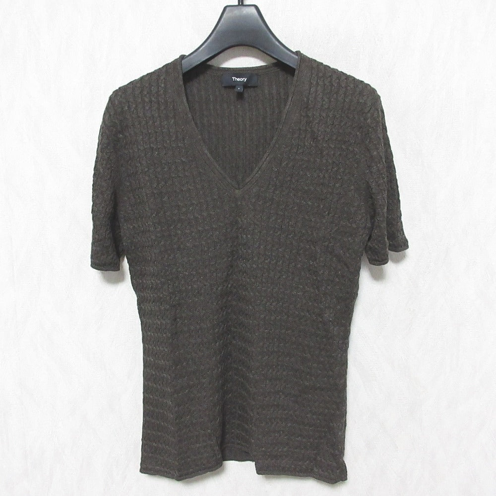Theory Neo Sag Harbor Cable Vneck PO リネンニット