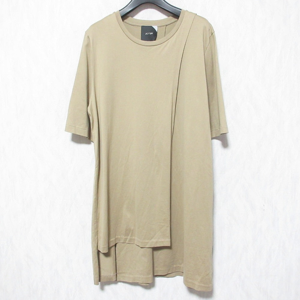 ATON アシンメトリー レイヤードTシャツ ロングカットソー