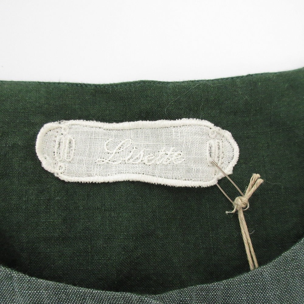 Lisette リネン刺繍ショートスリーブノーカラーシャツ
