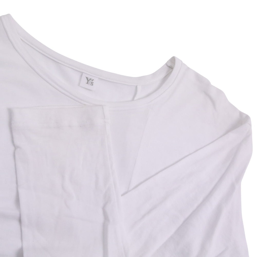 Y's フリース パッチ アシメ コットン 長袖 Tシャツ