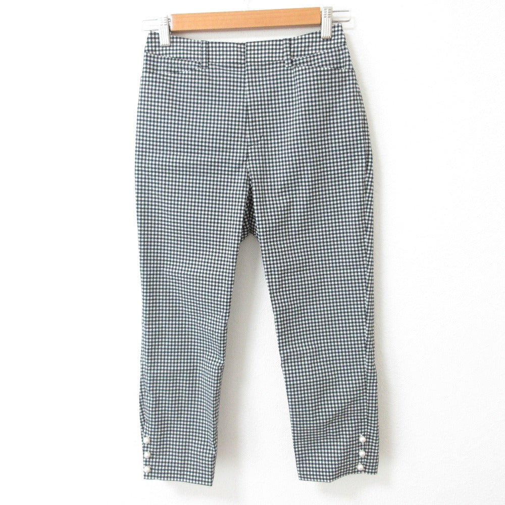 BLUE LABEL CRESTBRIDGE ギンガムチェック パールボタン クロップドパンツ
