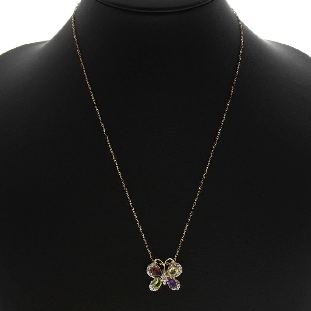 バタフライ モチーフ シルバー 925 ラインストーン ネックレス