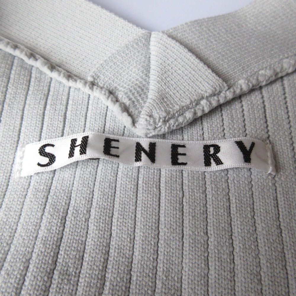 SHENERY ストレッチ ポリエステル リブ ニット カーディガン