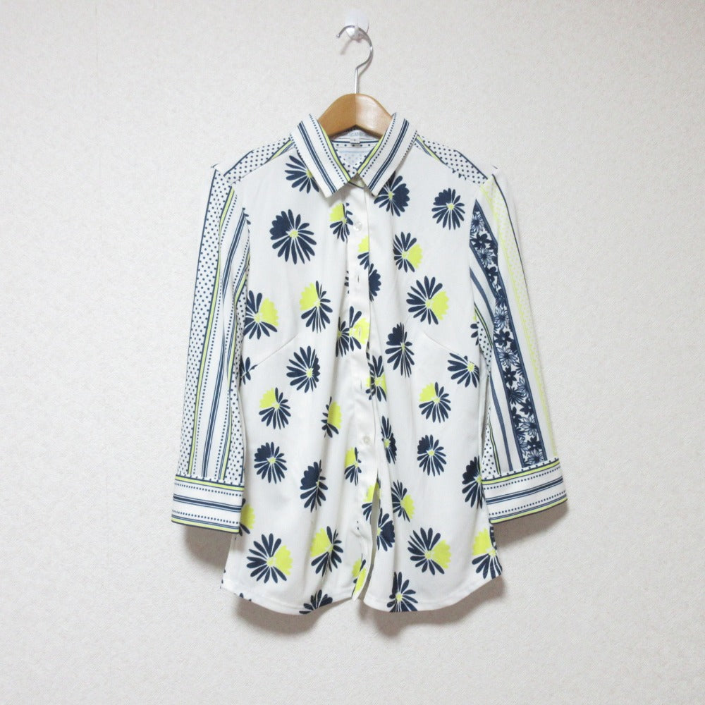 NARACAMICIE フラワープリント ボウタイ 長袖ブラウス