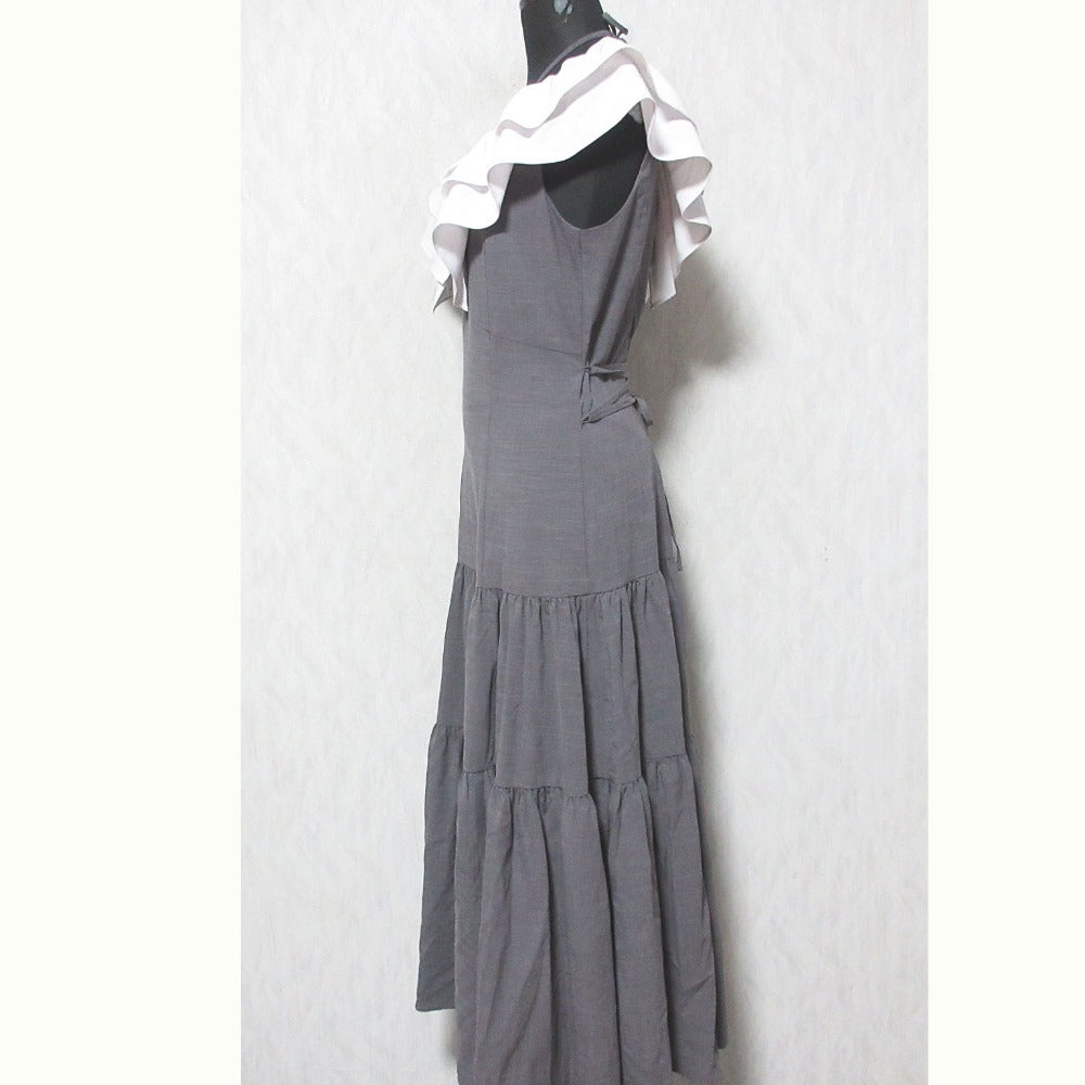 And Couture カラー ブロック フリル カラー ワンピース