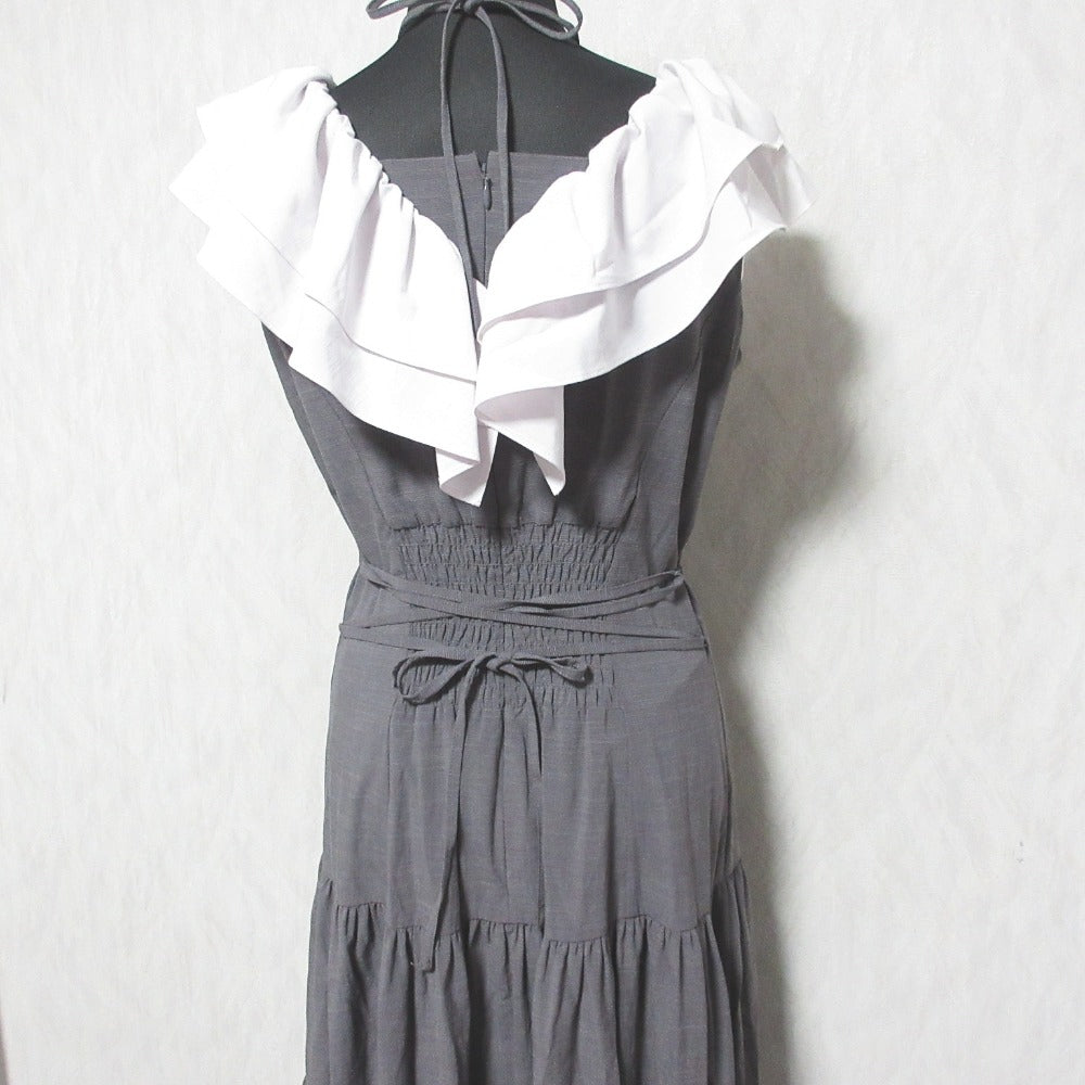 And Couture カラー ブロック フリル カラー ワンピース