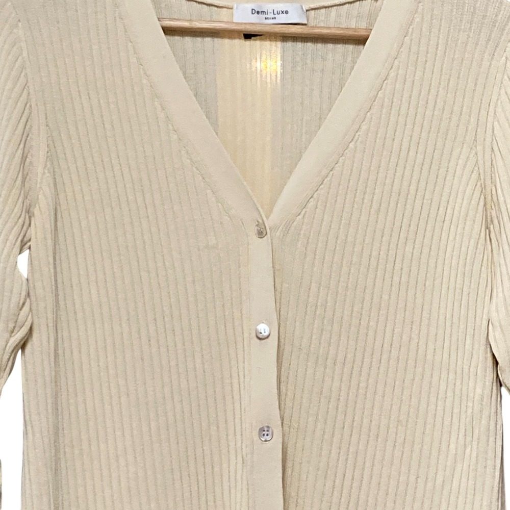 Demi-Luxe BEAMS リブ ニット ロング カーディガン