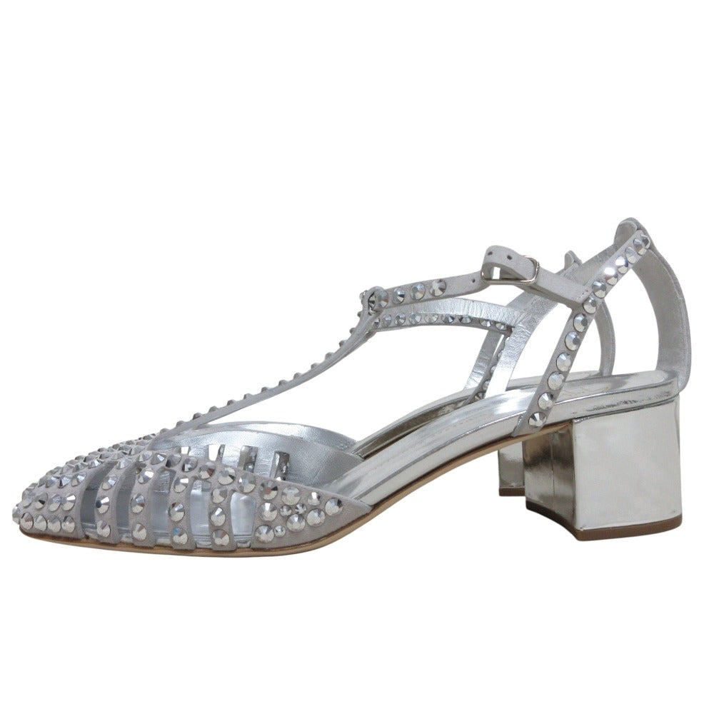 Giuseppe Zanotti ラインストーンスタッズレザーサンダル