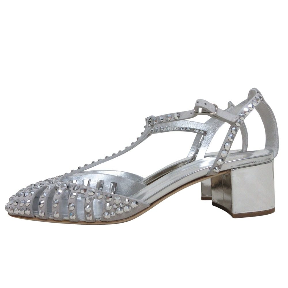 Giuseppe Zanotti ラインストーンスタッズレザーサンダル