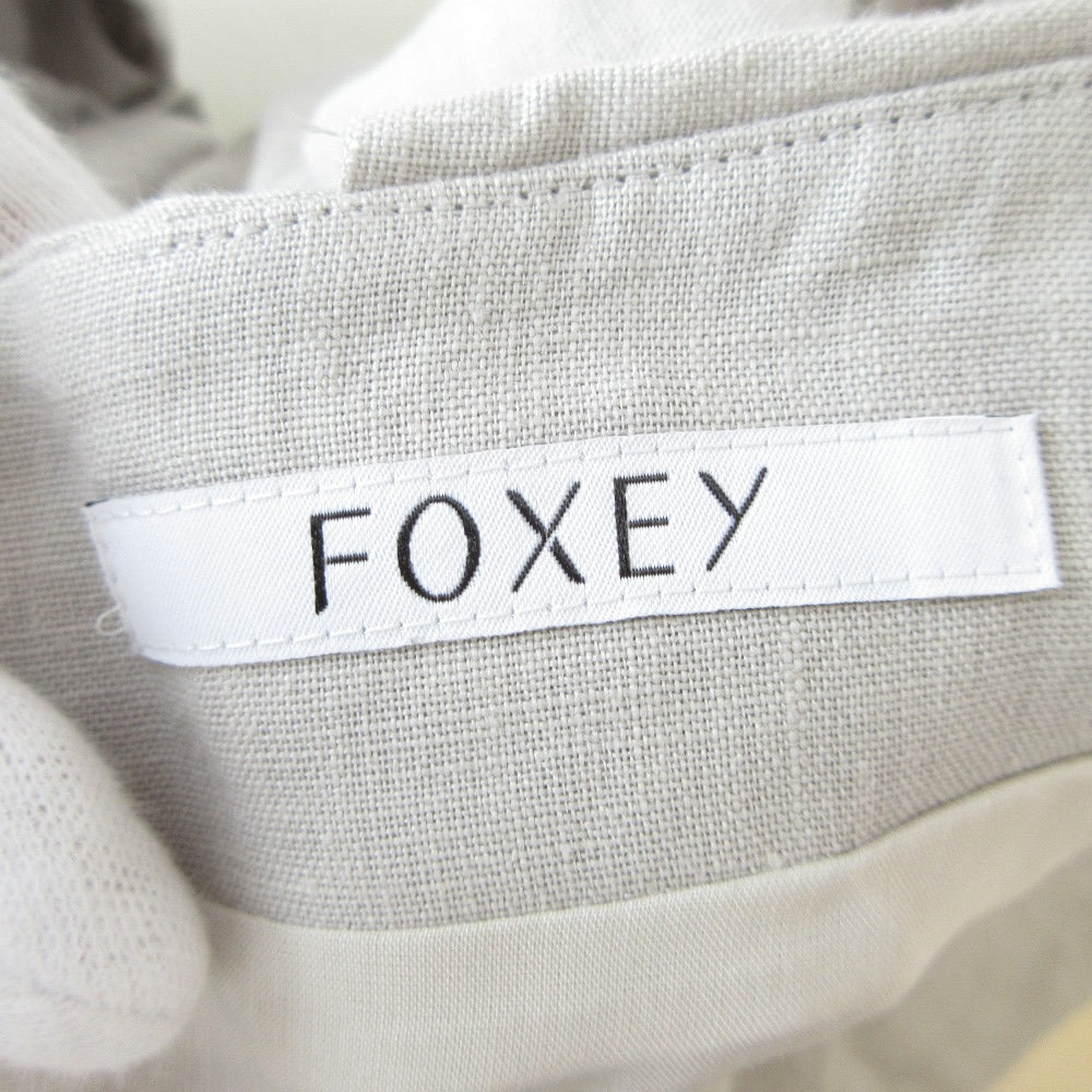 FOXEY リネン フラワー 刺繍 フレア スカート