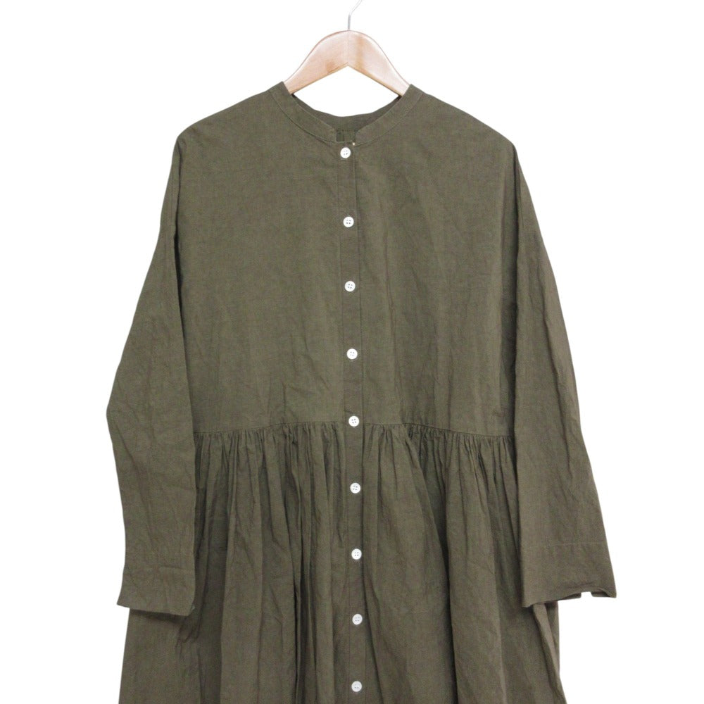 ガーゼ リネン ブレンド ロング シャツ ドレス