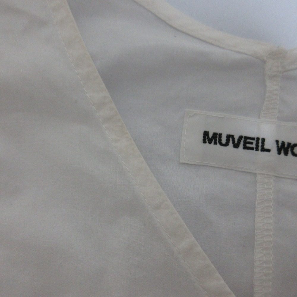 Muveil Work Vネック フレア スリーブ ドレス