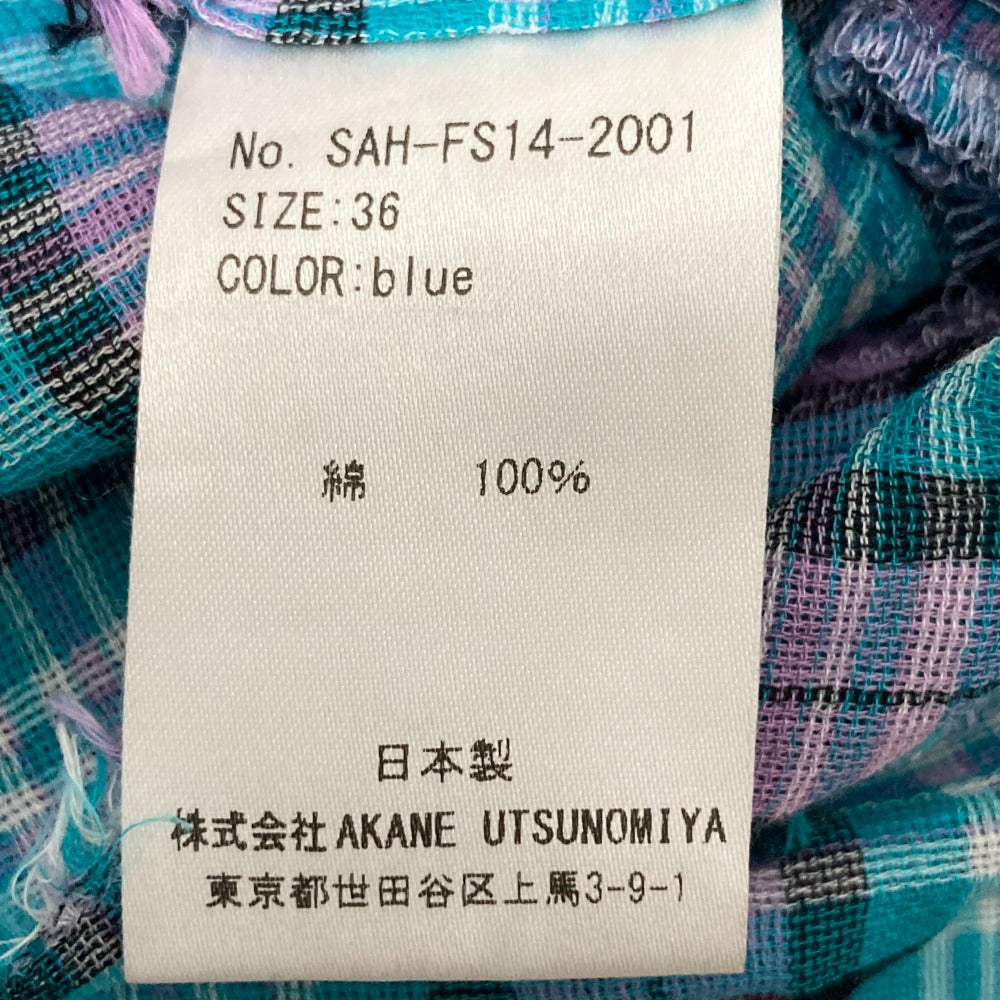 アカネ ウツノミヤ チェック ショート ブラウス