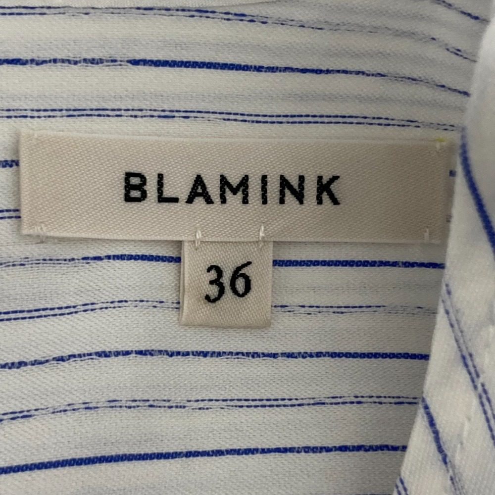 BLAMINK コットン シルク ストライプ 長袖 ブラウス