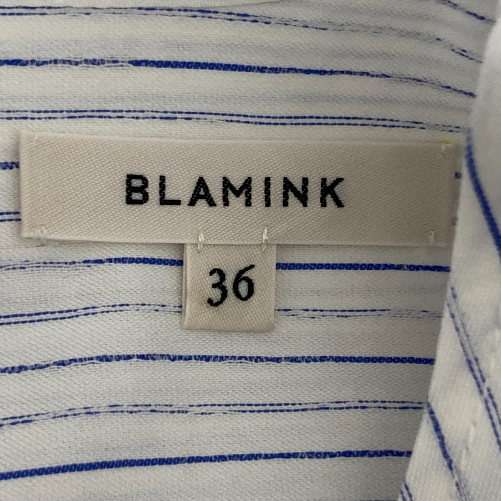 BLAMINK コットン シルク ストライプ 長袖 ブラウス