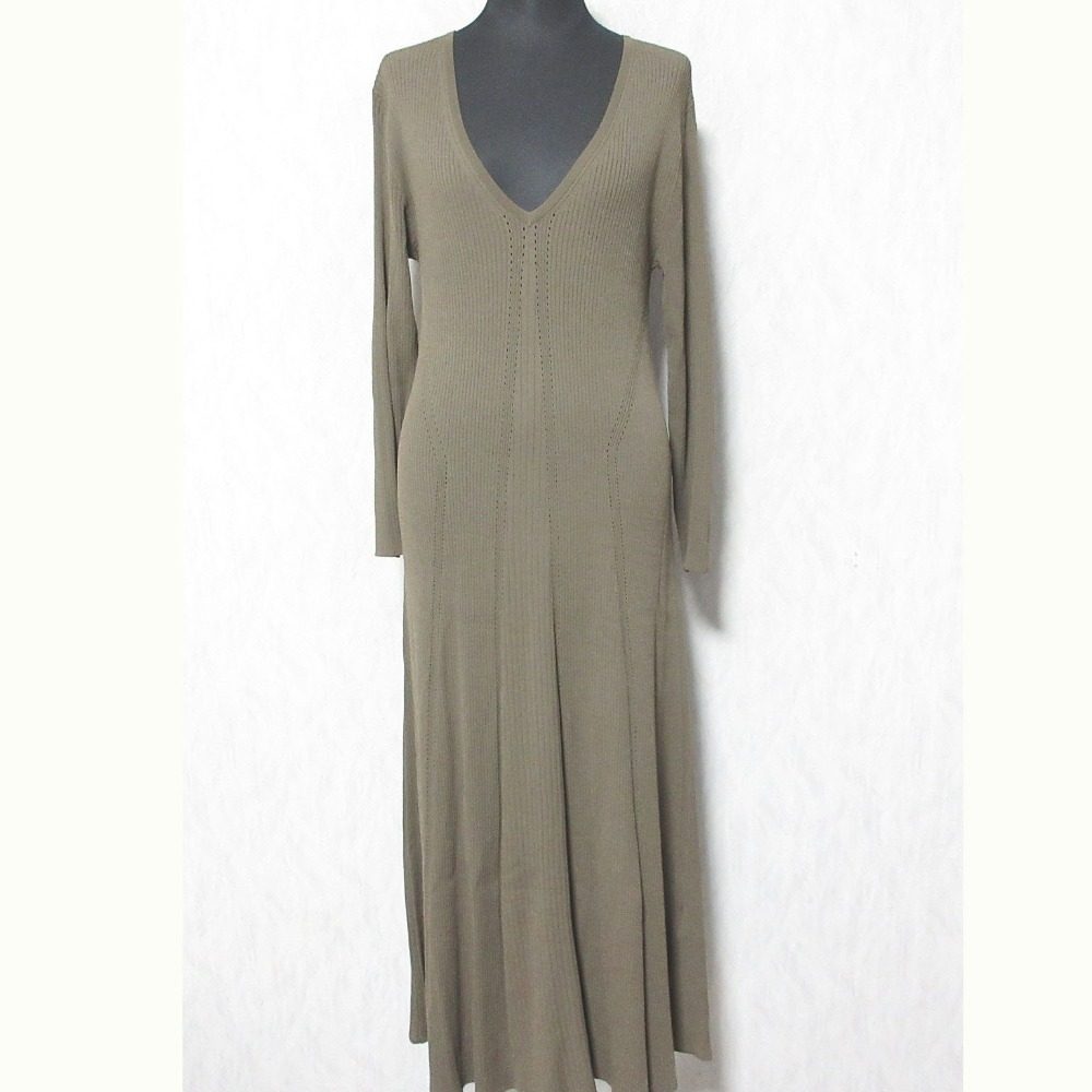 セオリー クレープ ニット リブ ロング ドレス