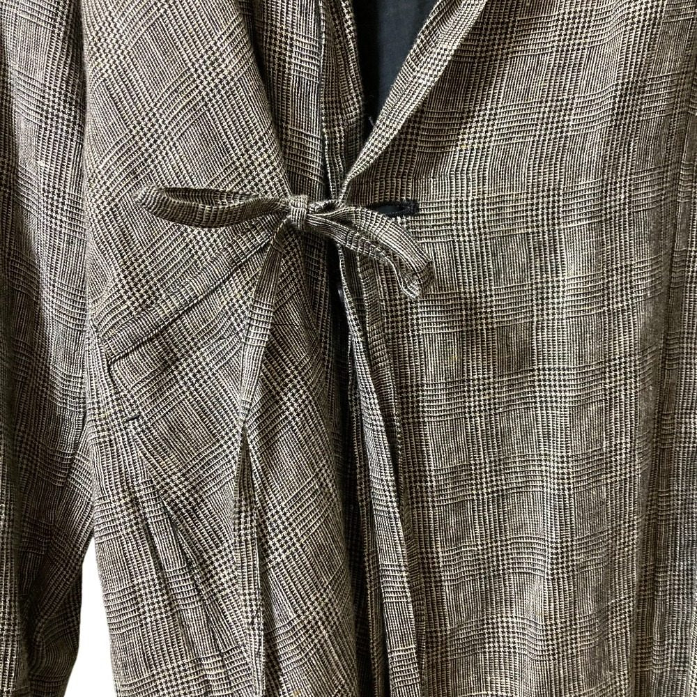 pas de calais グレン チェック リネン コート