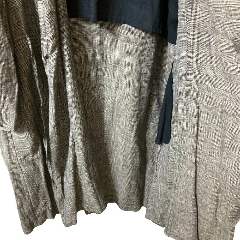 pas de calais グレン チェック リネン コート