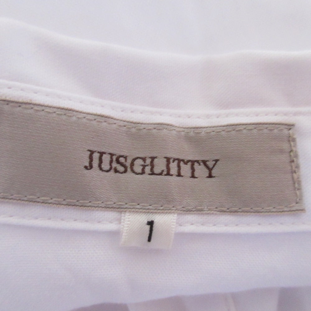 JUSGLITTY パール ボタン 長袖 ブラウス