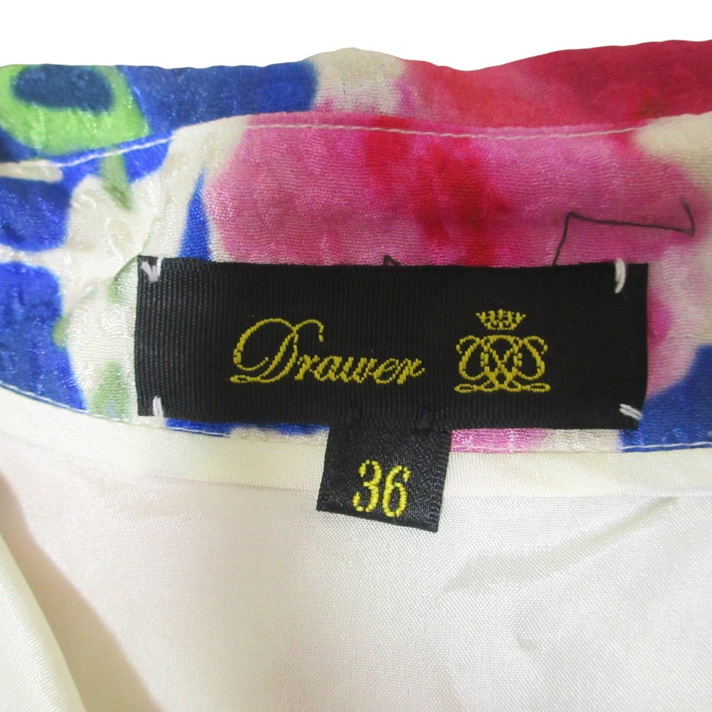 Drawer フラワー プリント シルク ロング ドレス