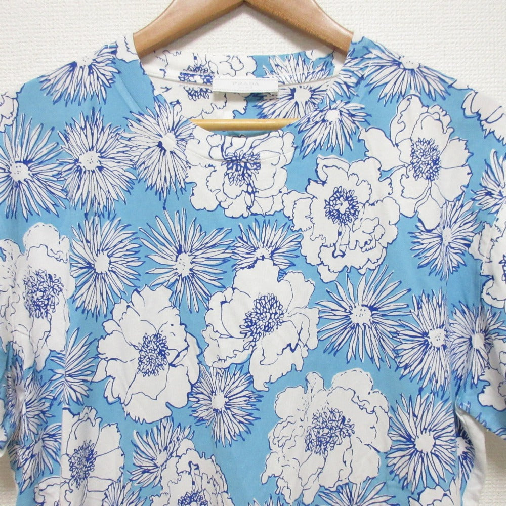 プラダ フラワー プリント パネル クルーネック Tシャツ