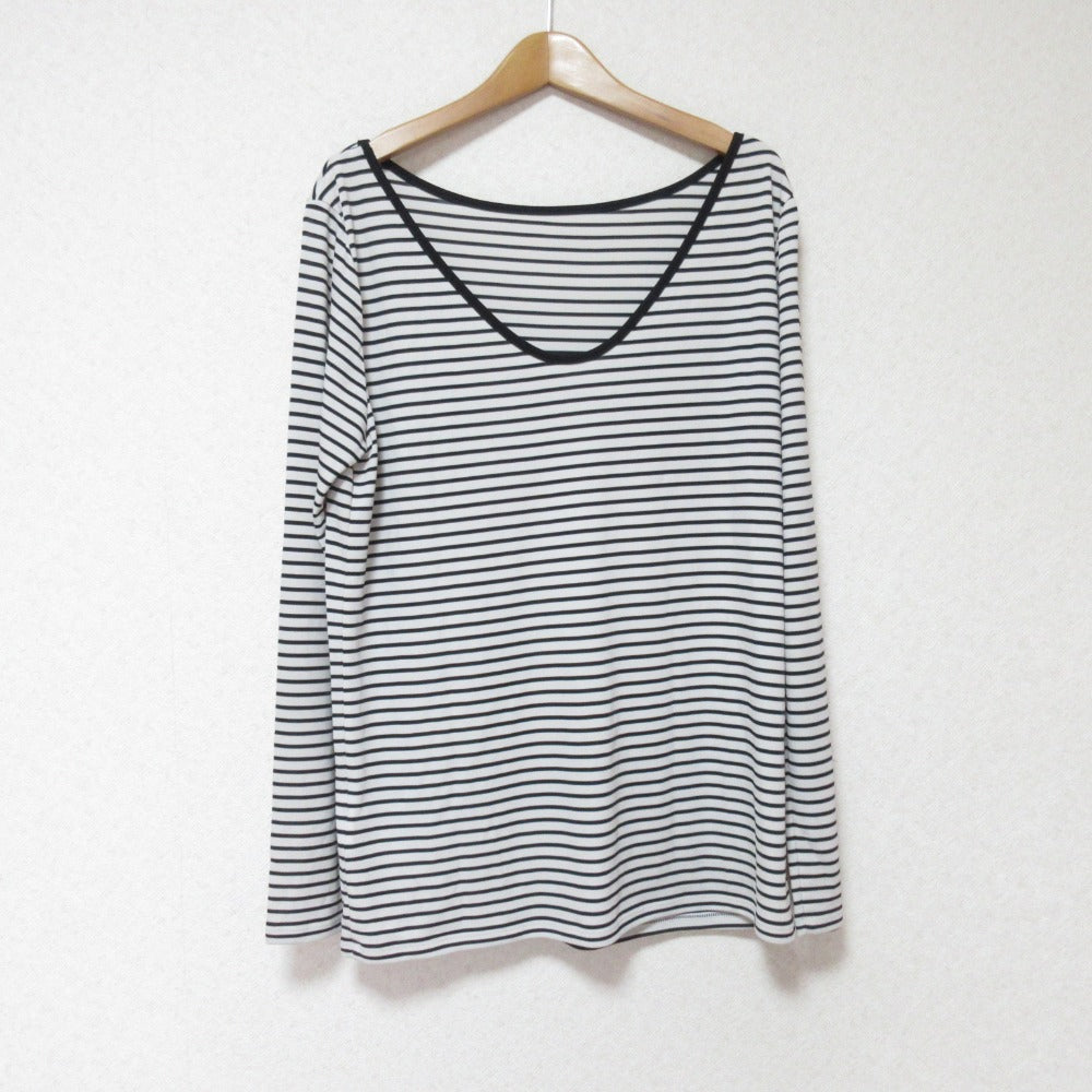 ノーブル ディープ Vネック ボーダー 長袖 Tシャツ