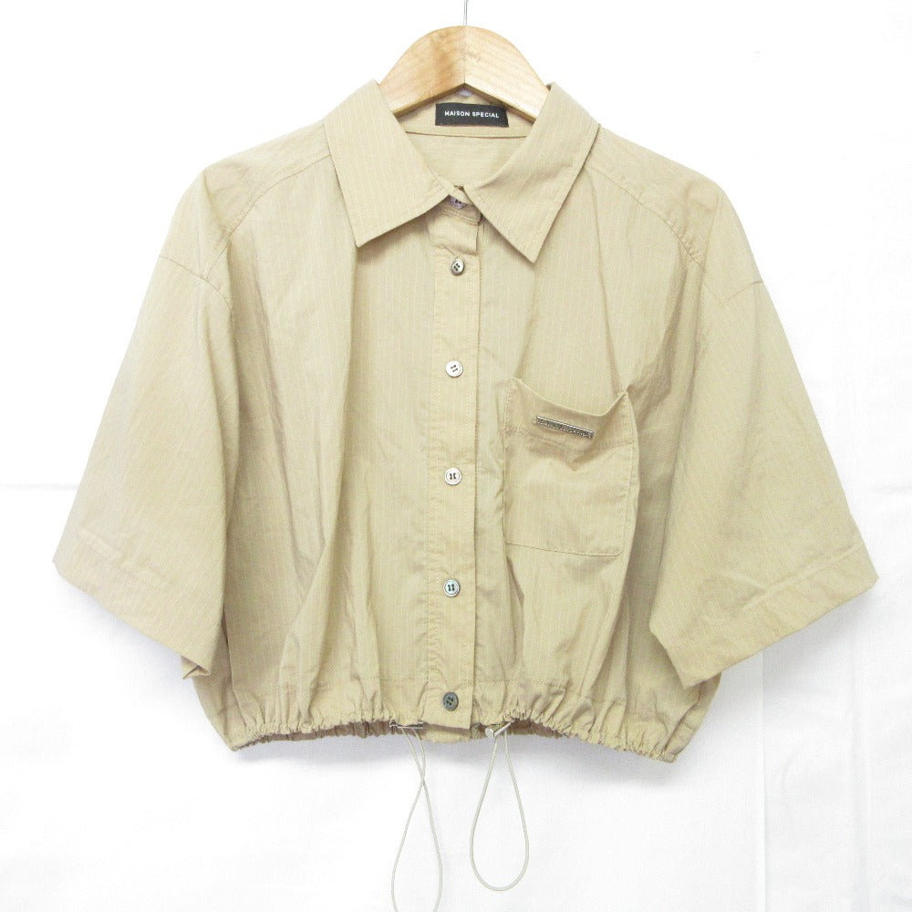 メゾンスペシャル Stripe Drawstring ショートシャツ