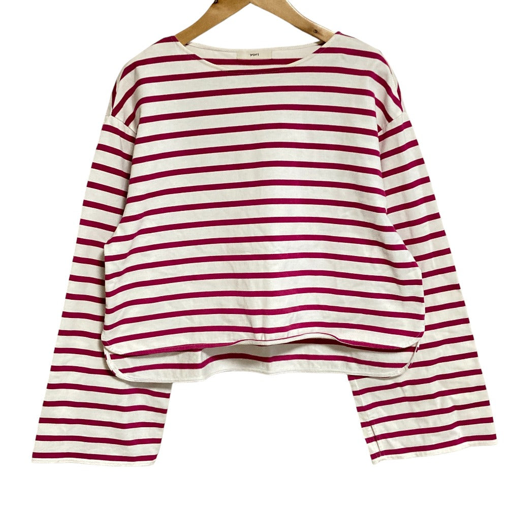 ヨリ ボーダーコットンロングスリーブTシャツ