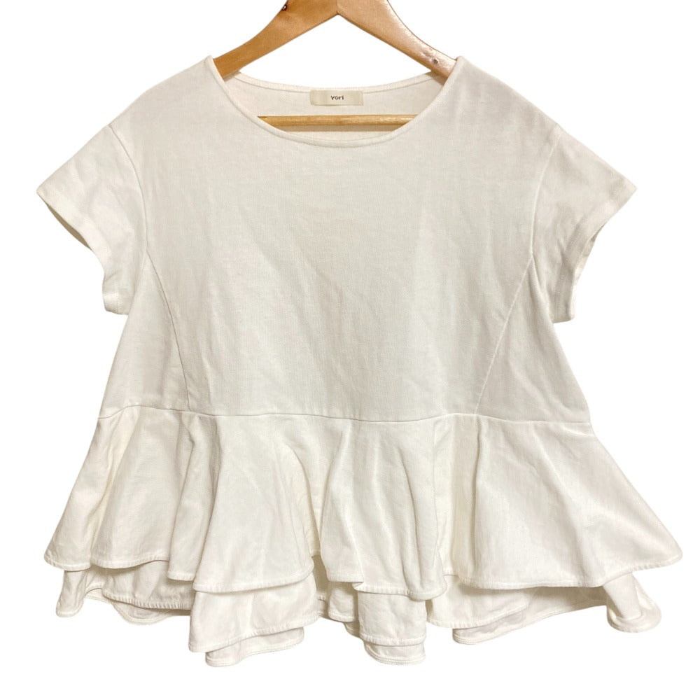 ヨリ ショートスリーブティアードペプラムカットソー コットン Tシャツ