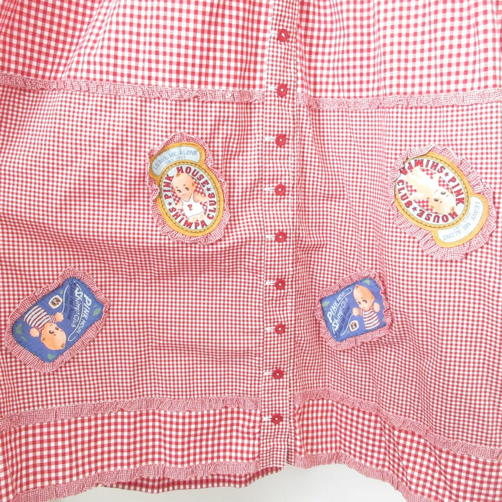 PINK HOUSE キューピー パッチワーク ギンガムチェック セーラーカラー フリルワンピース